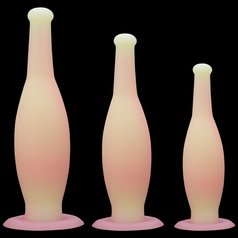 Wine Bottle Size - 3가지 크기의 분홍색 와인병 모양 항문