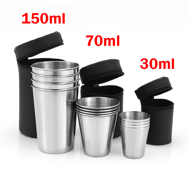 Beer Flight Set - 4 개/대 케이스와 야외 스테인레스 스틸