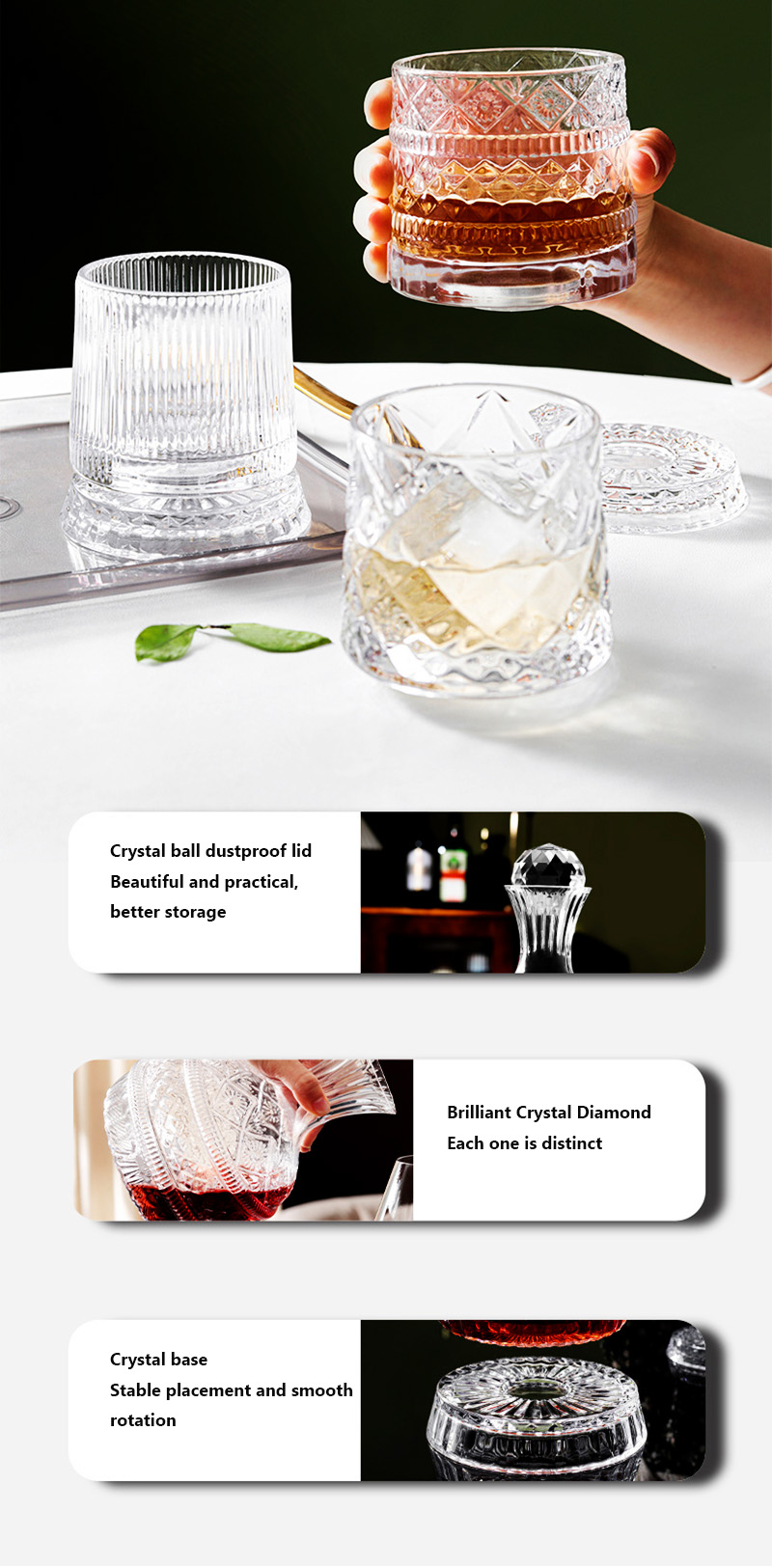 DEOUNY 유럽 스타 다이아몬드 회전 와인 디캔터,  - Wine Beer The Whiskey 리뷰 및 가격