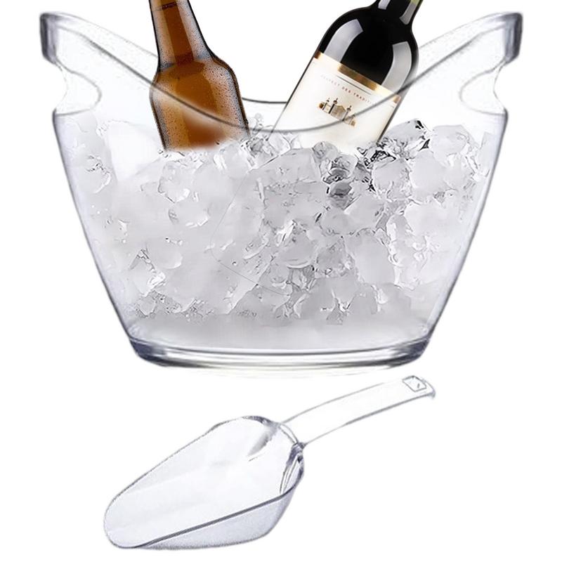 명확한 얼음 양동이 음료 욕조 2개 국자 손잡이 냉각  - Ice Bucket Silver 리뷰 및 가격
