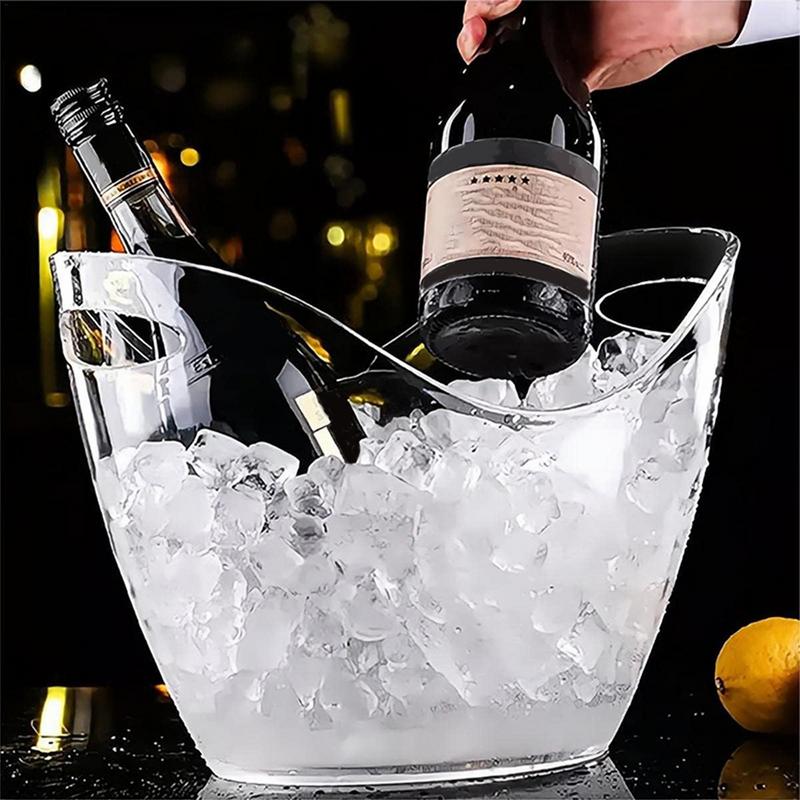 명확한 얼음 양동이 음료 욕조 2개 국자 손잡이 냉각  - Ice Bucket Silver 리뷰 및 가격