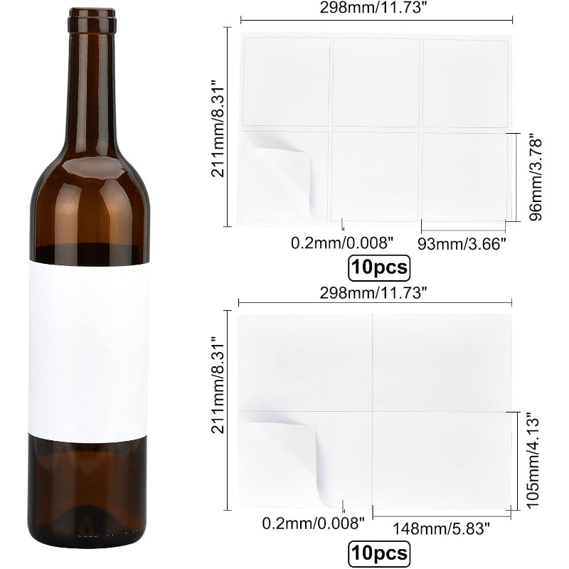 20 시트/100pcs 빈 와인 라벨 2 크기 매트 화 - Wine Bottle Size 리뷰 및 가격
