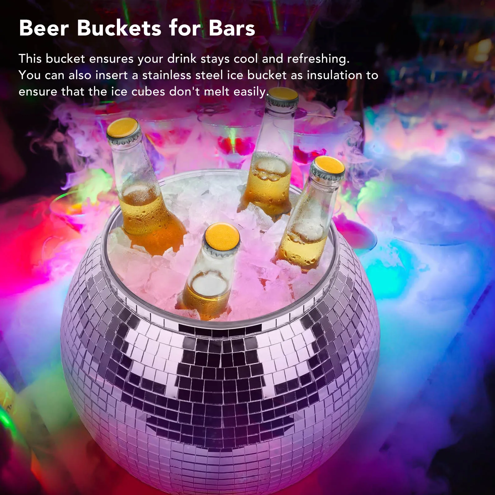 디스코 볼 얼음 양동이 맥주 칵테일 와인 실버에 대한  - Ice Bucket Silver 리뷰 및 가격