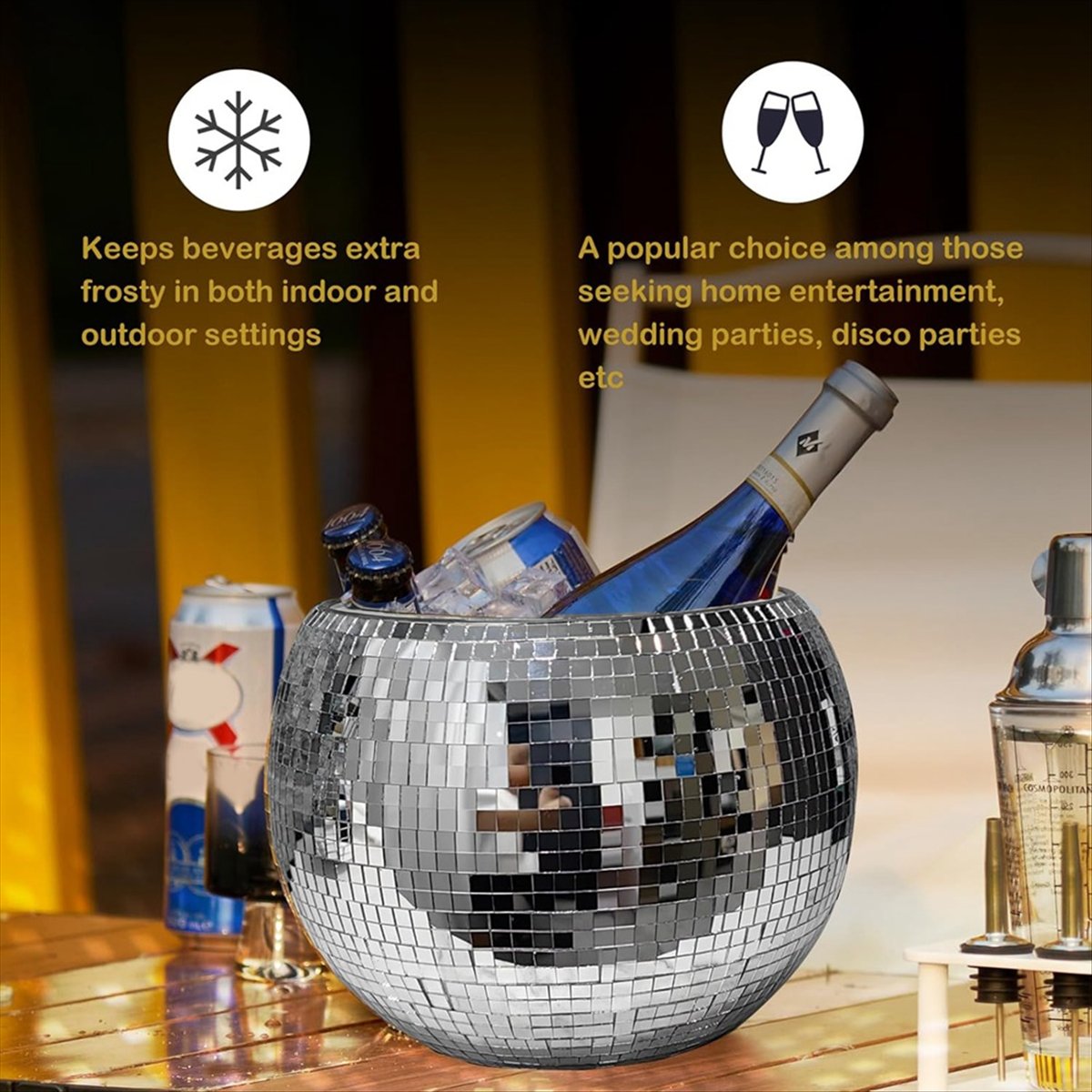 KSOL 10인치 디스코볼 아이스 버킷 실버 반짝이 미 - Ice Bucket Silver 리뷰 및 가격