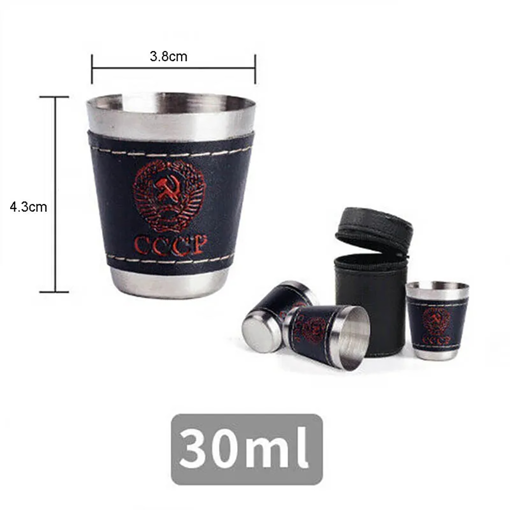 4pcs 야외 여행 컵 세트 캠핑 식기 PU 가죽 휴대 - Beer Flight Set 리뷰 및 가격