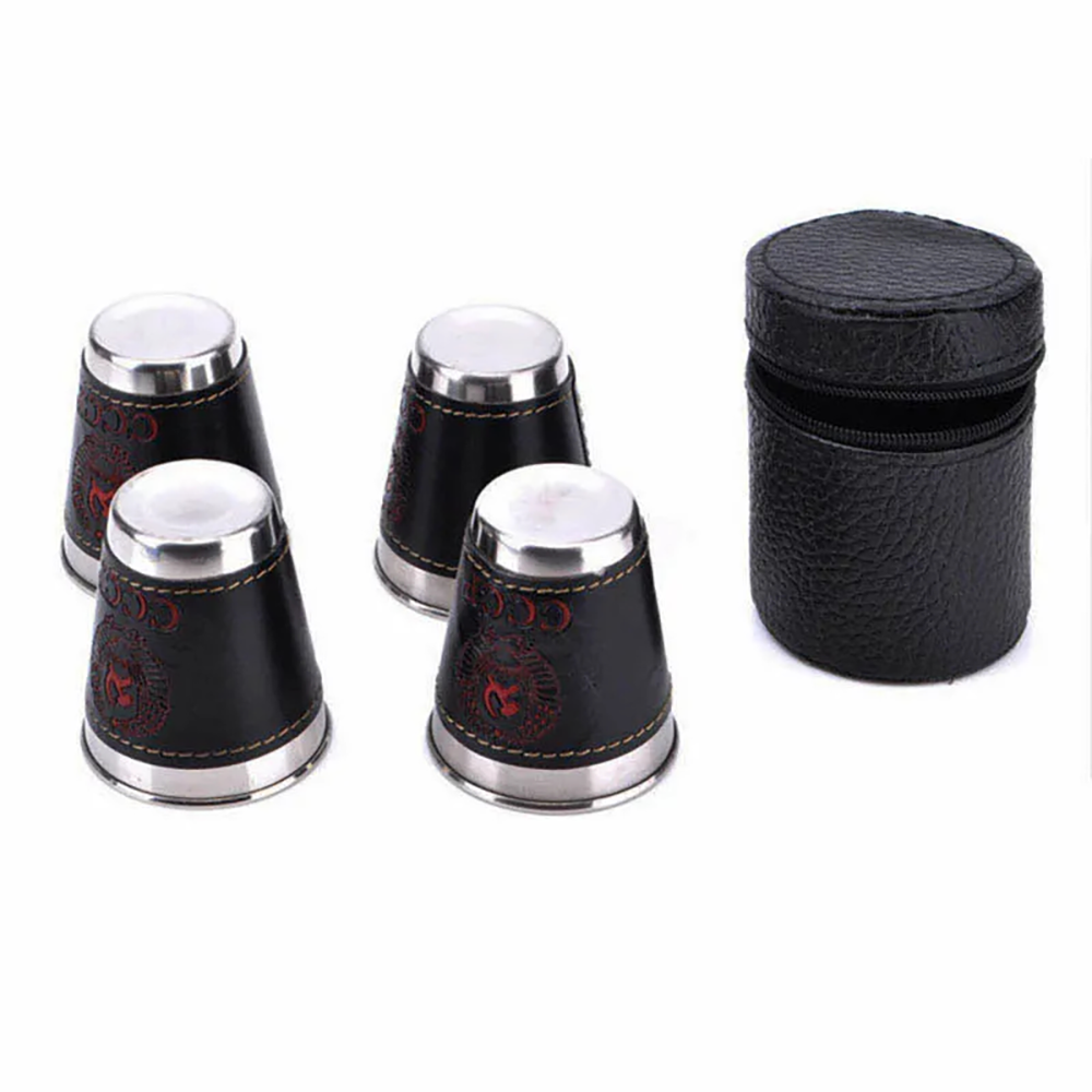 4pcs 야외 여행 컵 세트 캠핑 식기 PU 가죽 휴대 - Beer Flight Set 리뷰 및 가격